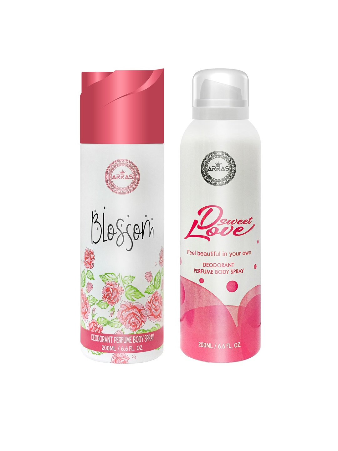 

Arras Set Of 2 Blossom & D Sweet Love Pink Deodorant Body Spray 400ml, White
