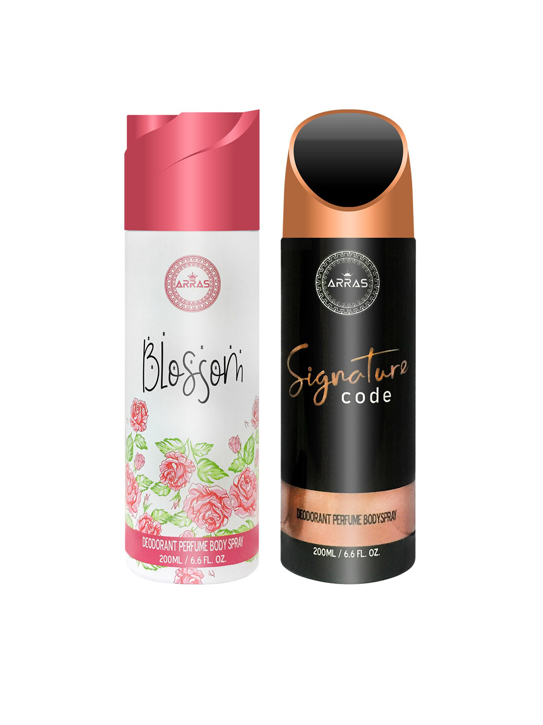 

Arras Unisex Set Of 2 Blossom & Signature code Deodorant Body Spray 400ml, White