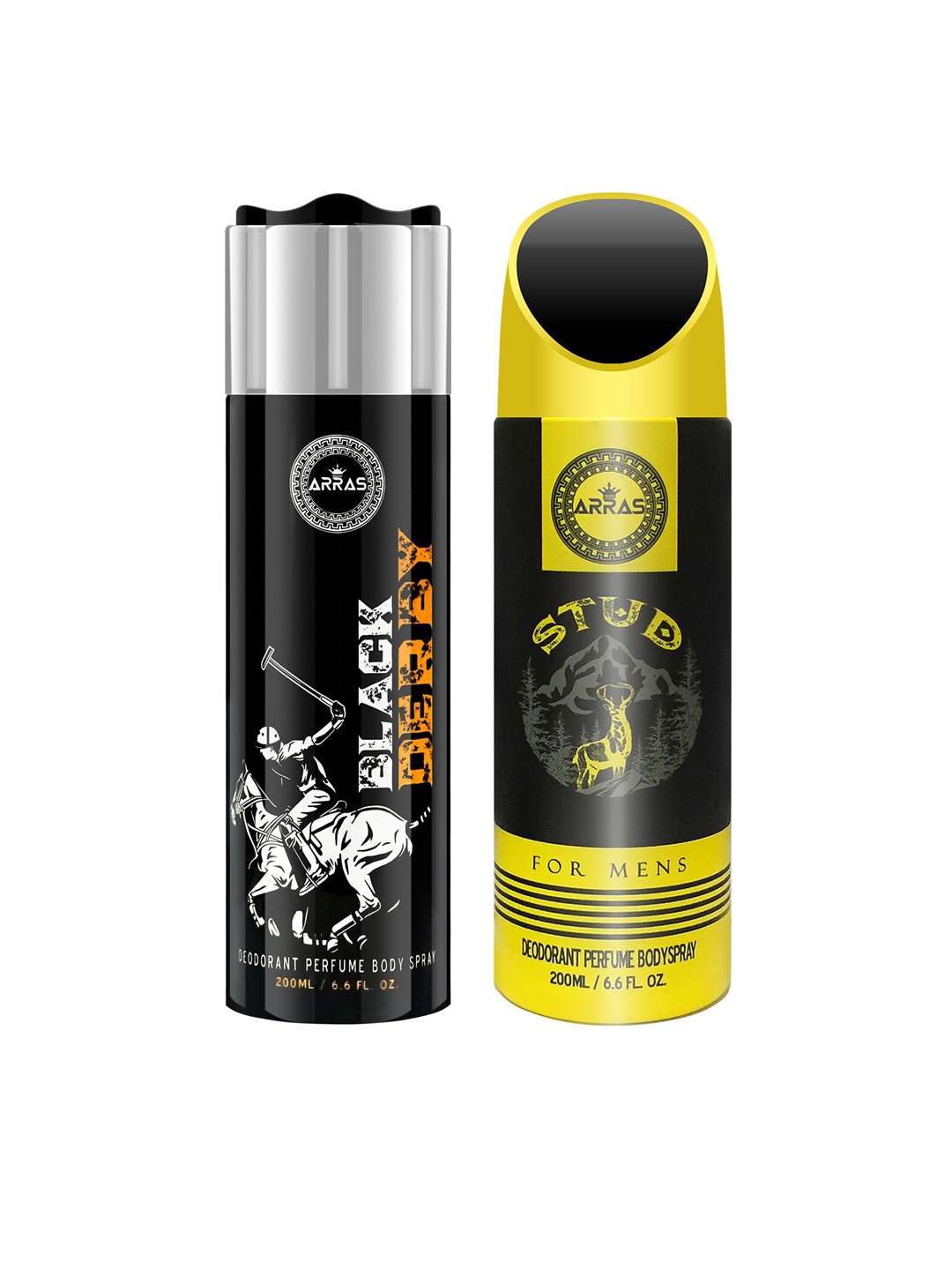 

Arras Unisex Set Of 2 Derby & Stud Deodorant Body Spray 200ml, Black