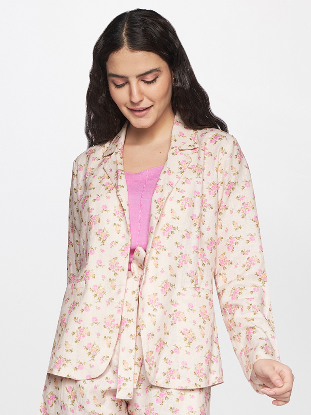 

AND Women Pink Printed Shirt with Shorts Co-ords