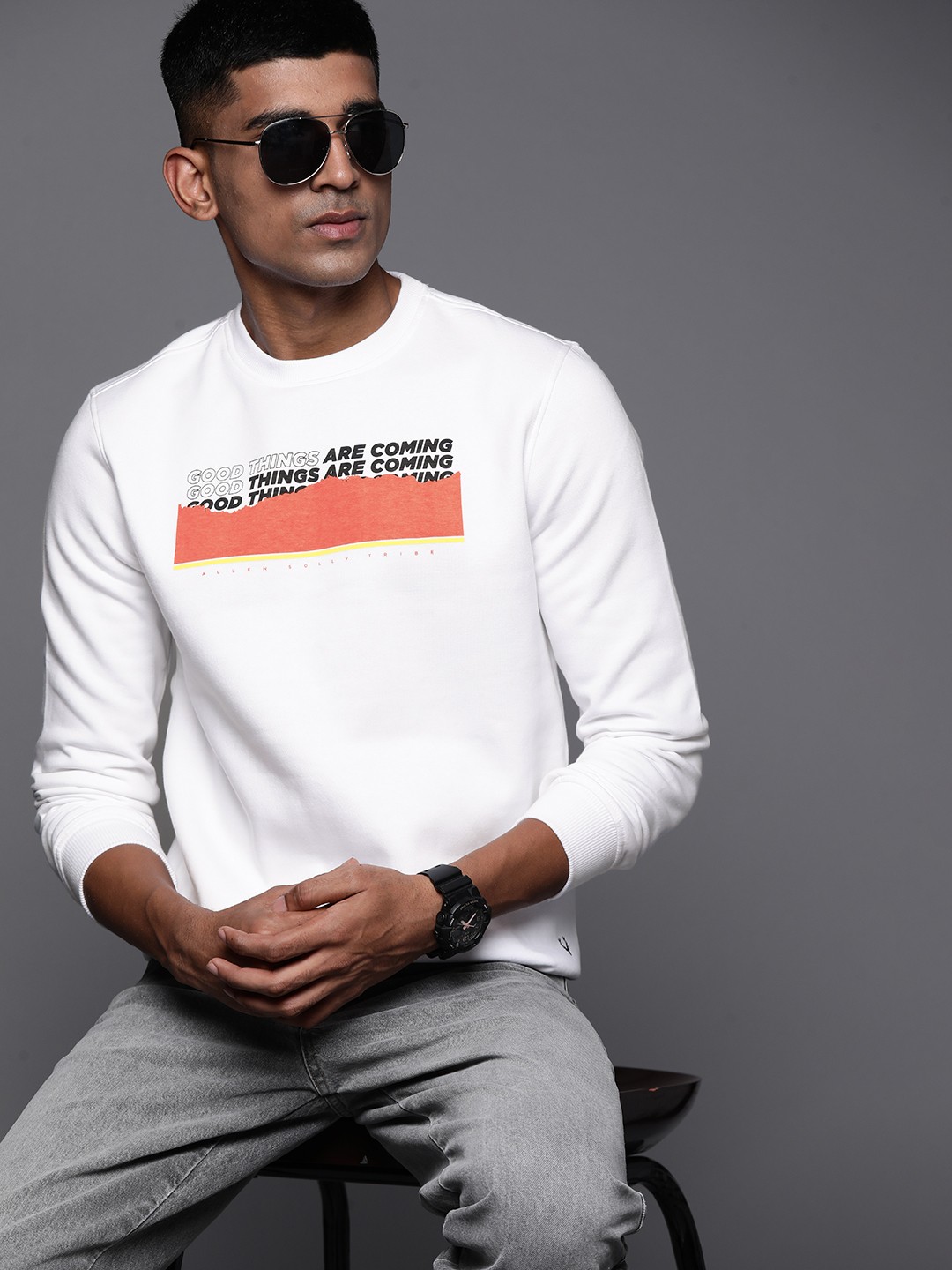 

Allen Solly Tribe Men Printed Sweatshirt, White