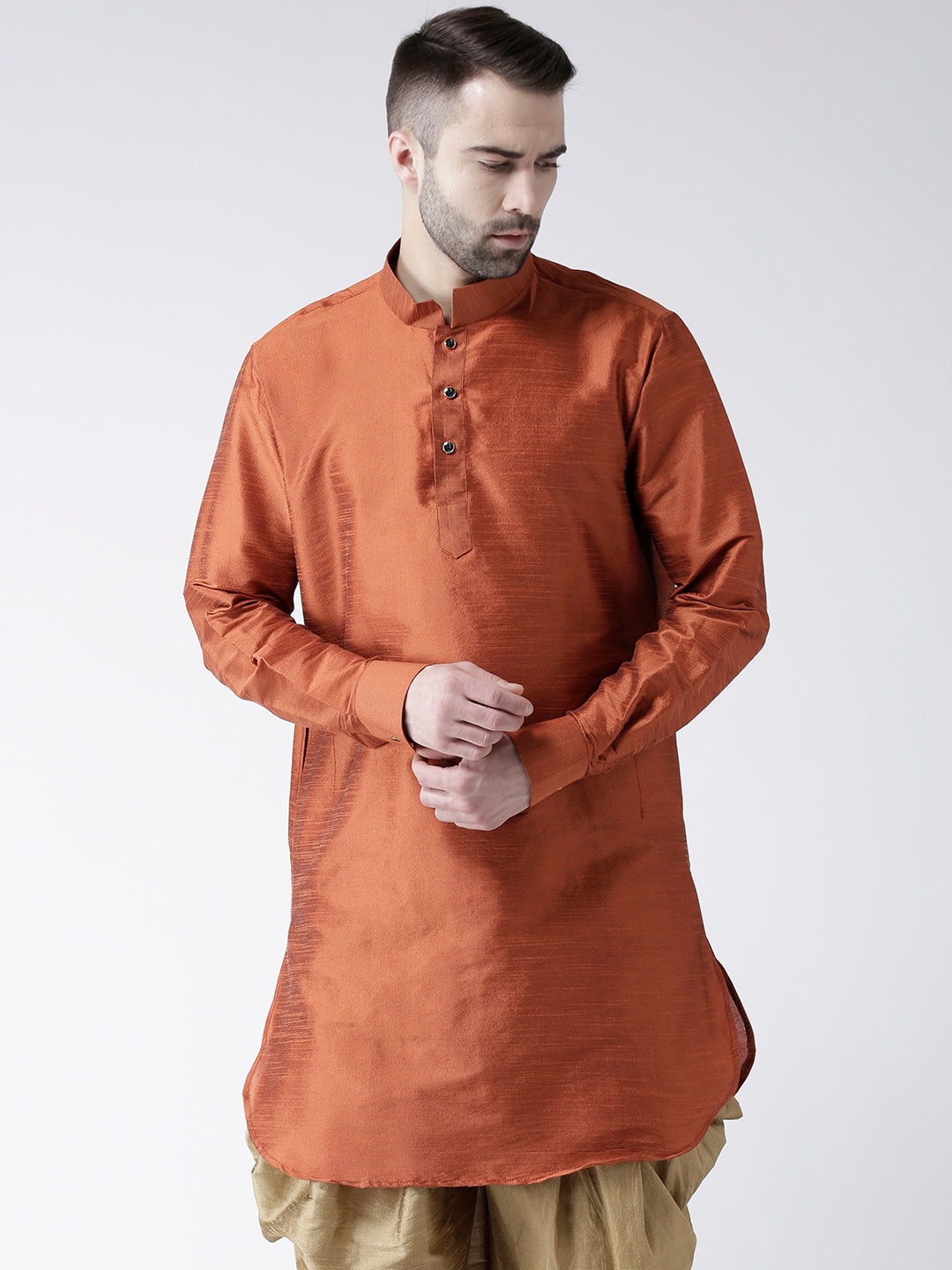 

DEYANN Men Orange Thread Work Kurta
