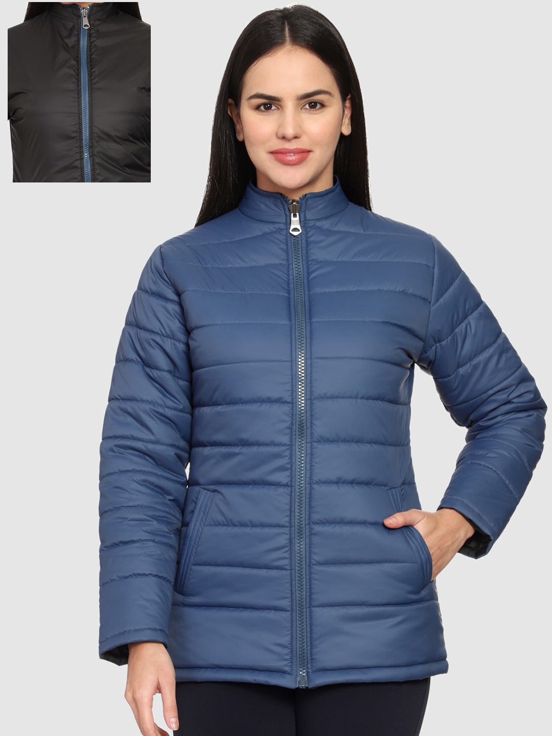 

CL SPORT Women Blue & Black Reversible Puffer Jacket