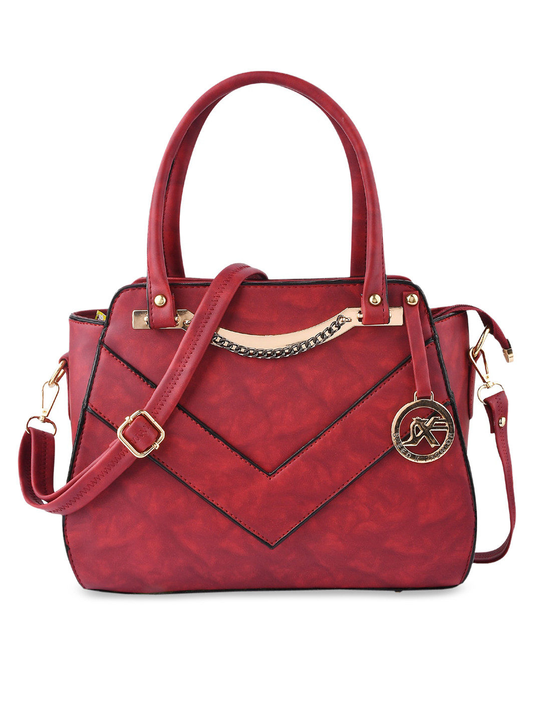 

SXF SPEED X FASHION Maroon Structured Handheld Bag