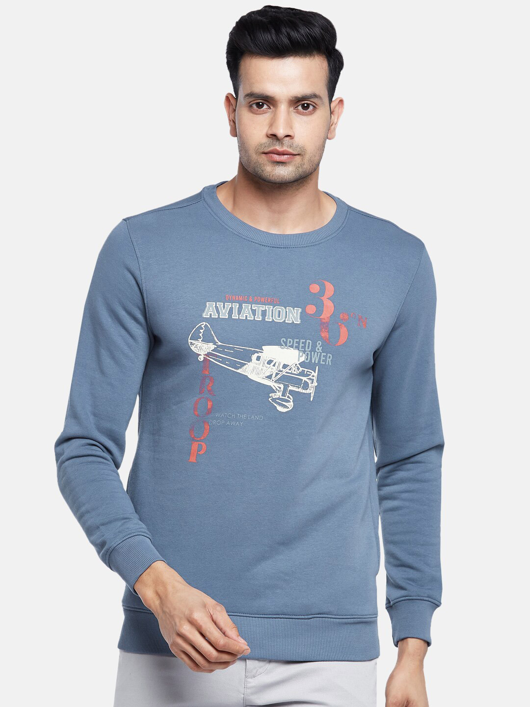 

BYFORD by Pantaloons Men Blue Printed Sweatshirt