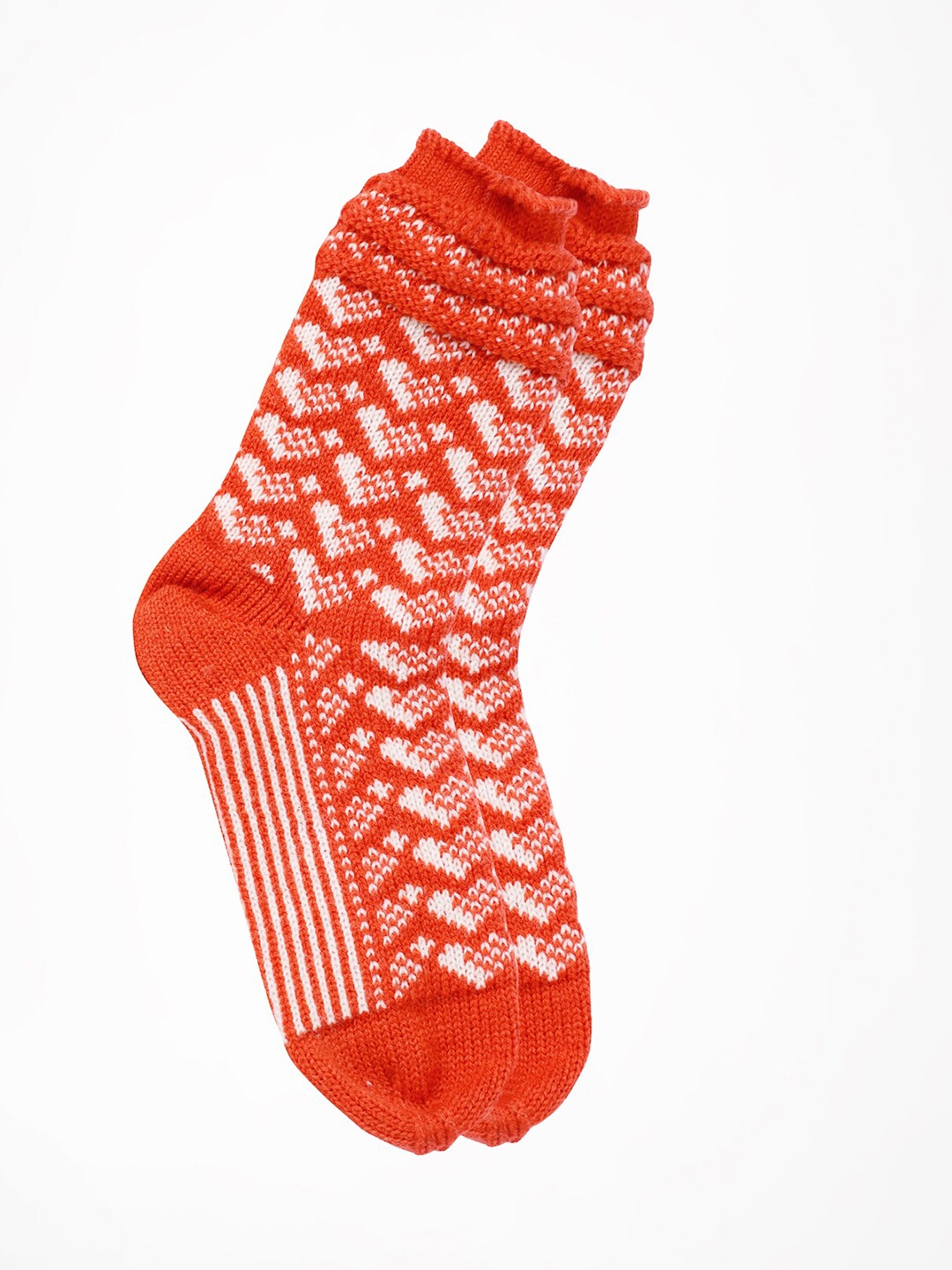 

Bharatasya Women Orange & White Patterned Above Ankle-Length Socks