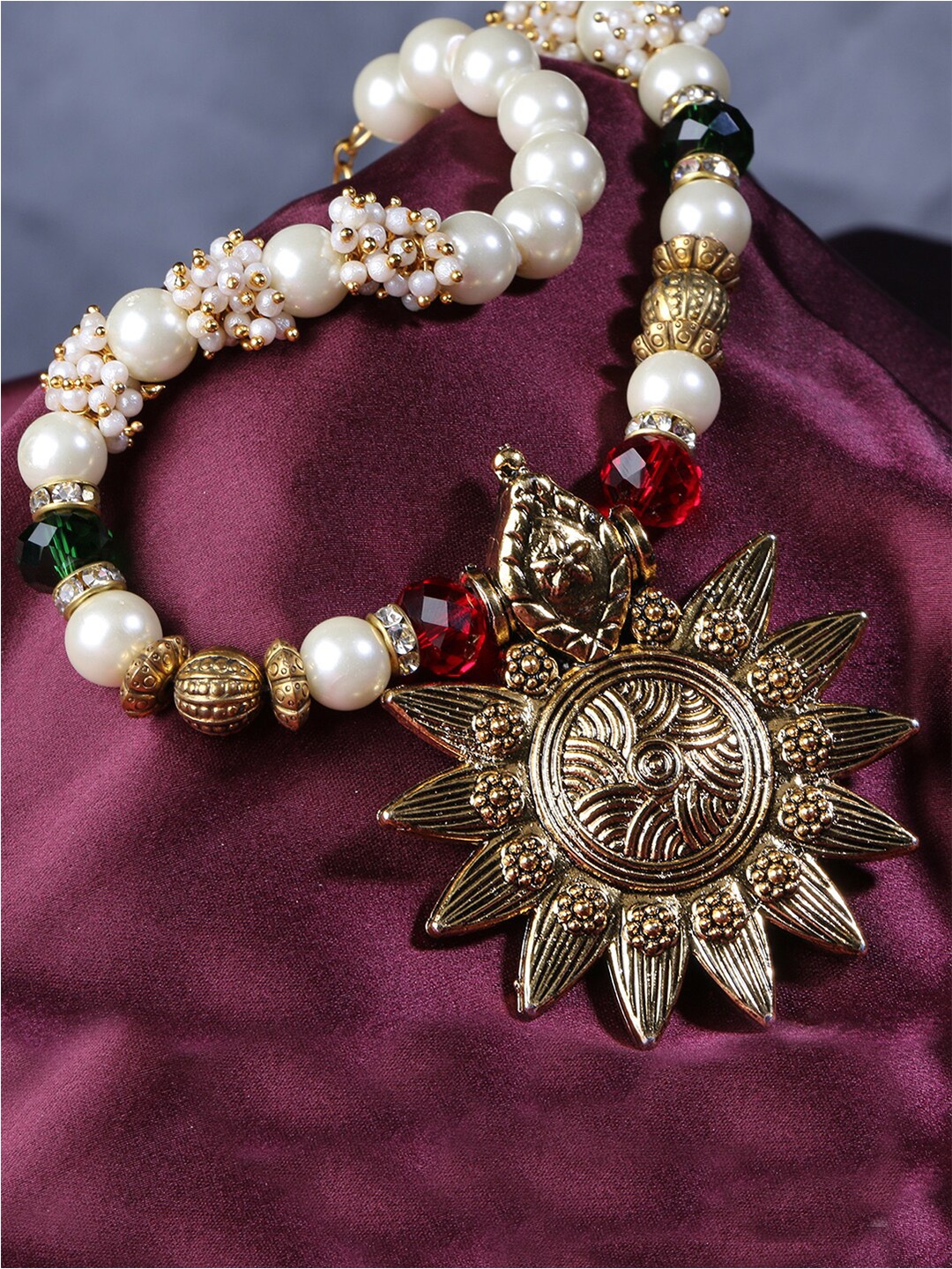 

LIVE EVIL Multicoloured Copper-Plated Artificial Stones & Beads Necklace, Multi