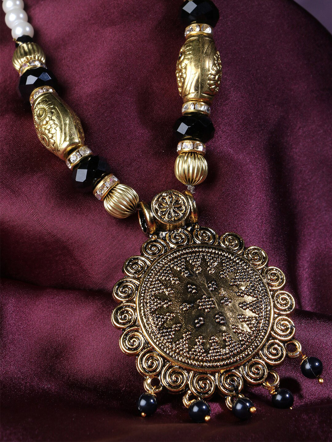 

LIVE EVIL Gold-Toned & Blue Gold-Plated Necklace