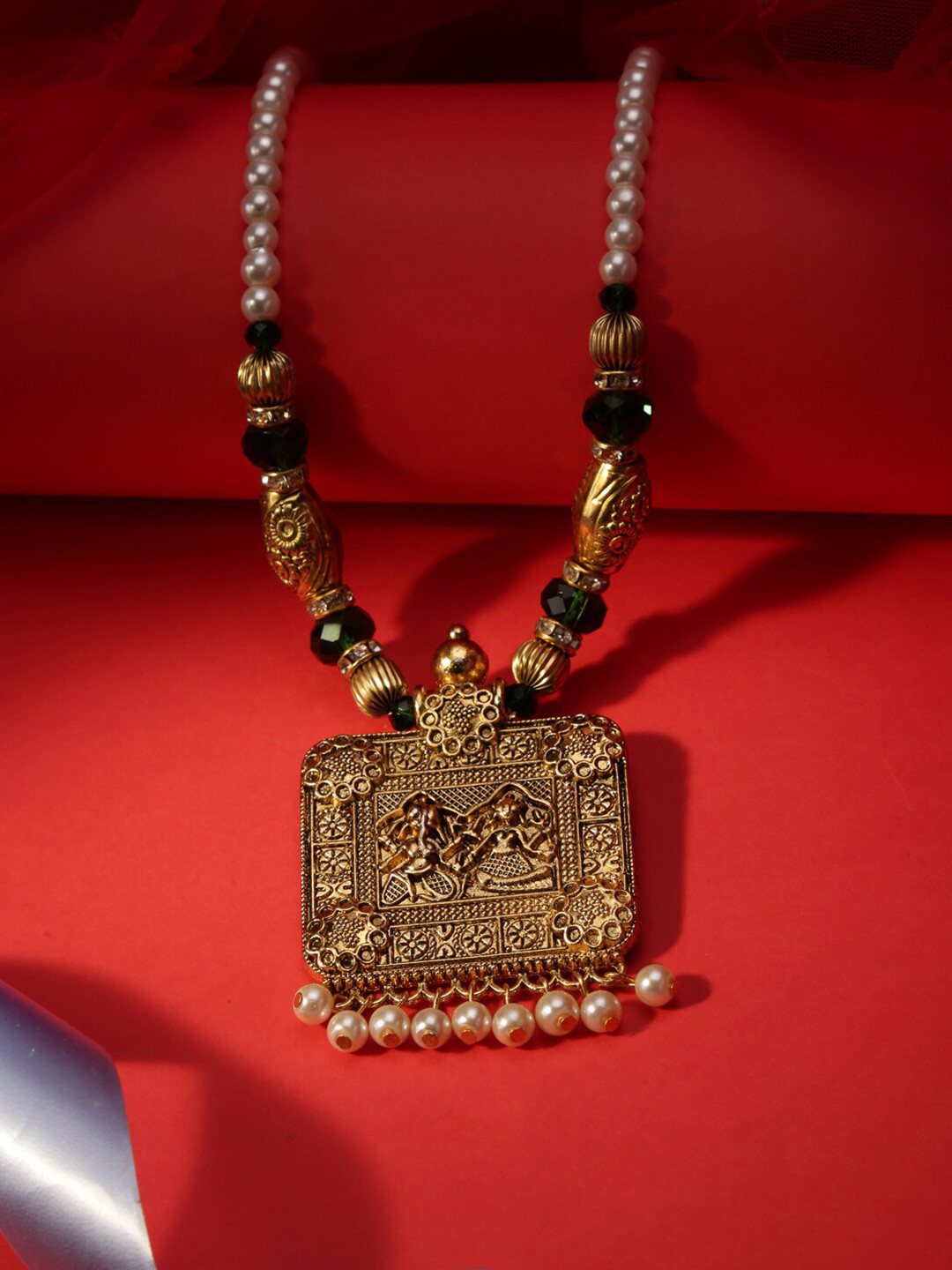 

LIVE EVIL Gold-Toned & White Copper-Plated Necklace