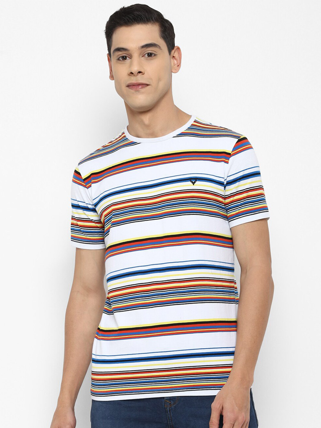 

Allen Solly Sport Men White Striped Pure Cotton T-shirt