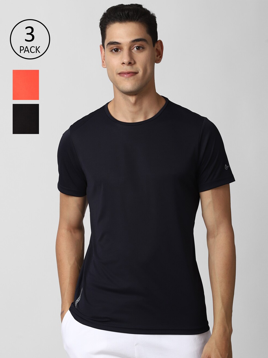 

Peter England Men Pack of 3 Solid T-shirt, Orange