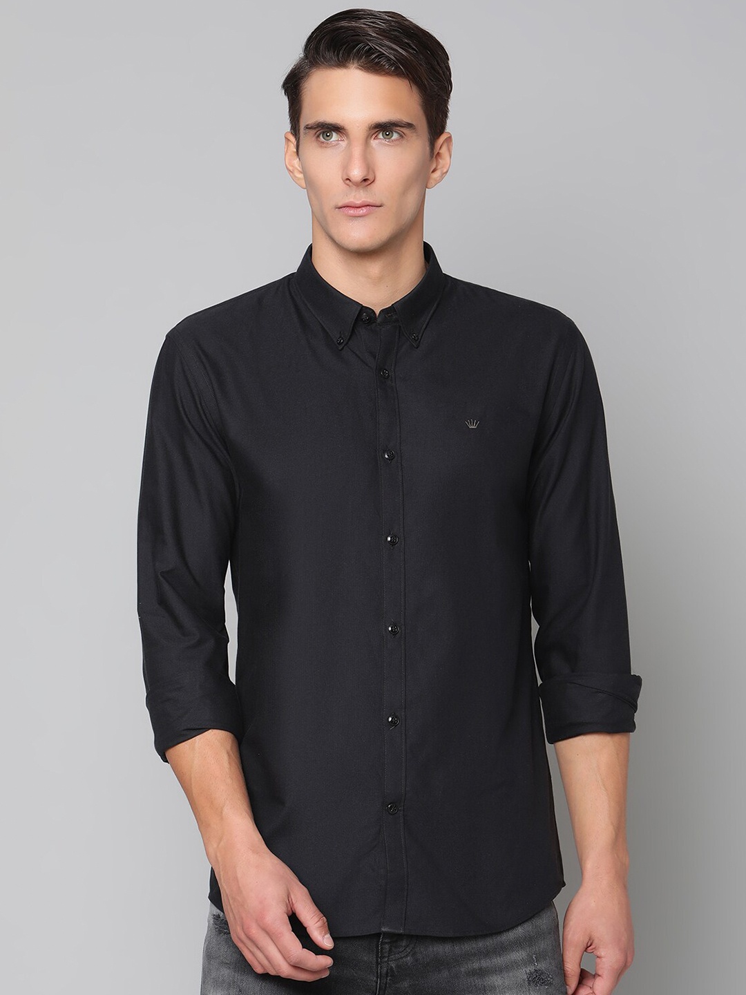 

JUNK de LUXE Men Black Slim Fit Pure Cotton Casual Shirt