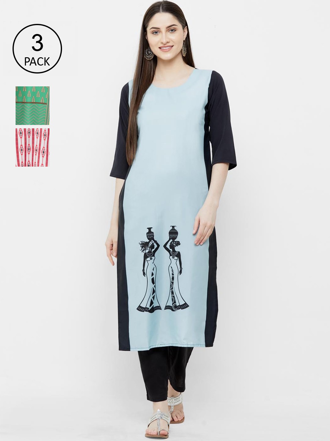 

Ethnic basket Women Pack of 2 Printed Kurtas, Blue