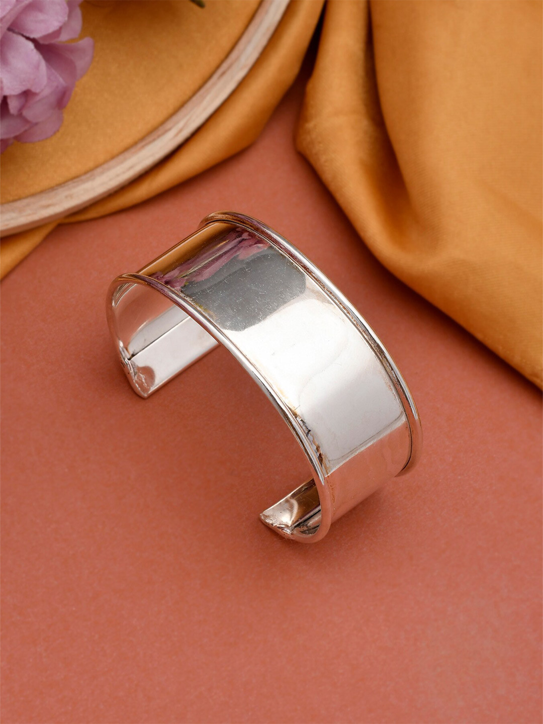 

Silvermerc Designs Women Silver-Toned Brass Silver-Plated Cuff Bracelet