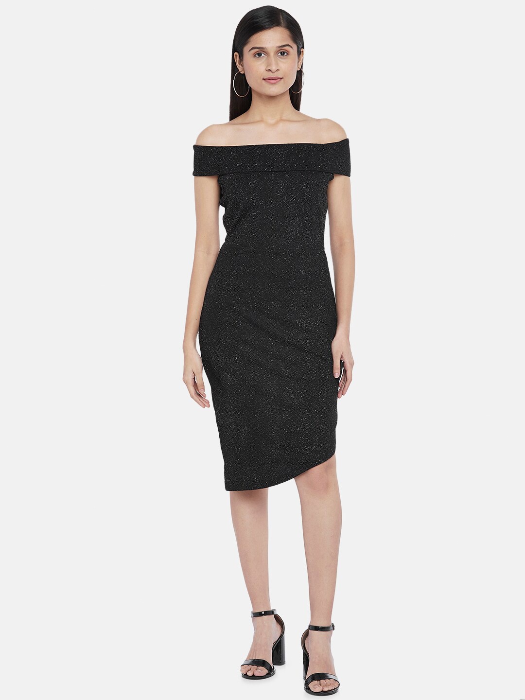 

People Black Off-Shoulder Sheath Dress