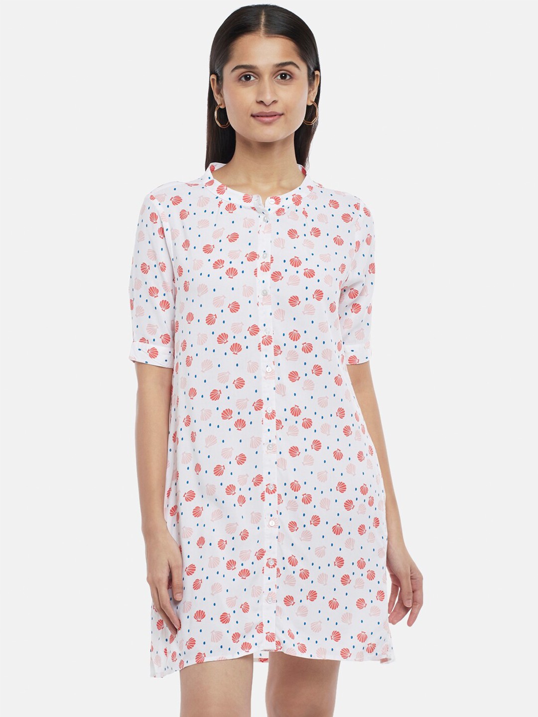 

People White & Red Floral A-Line Dress