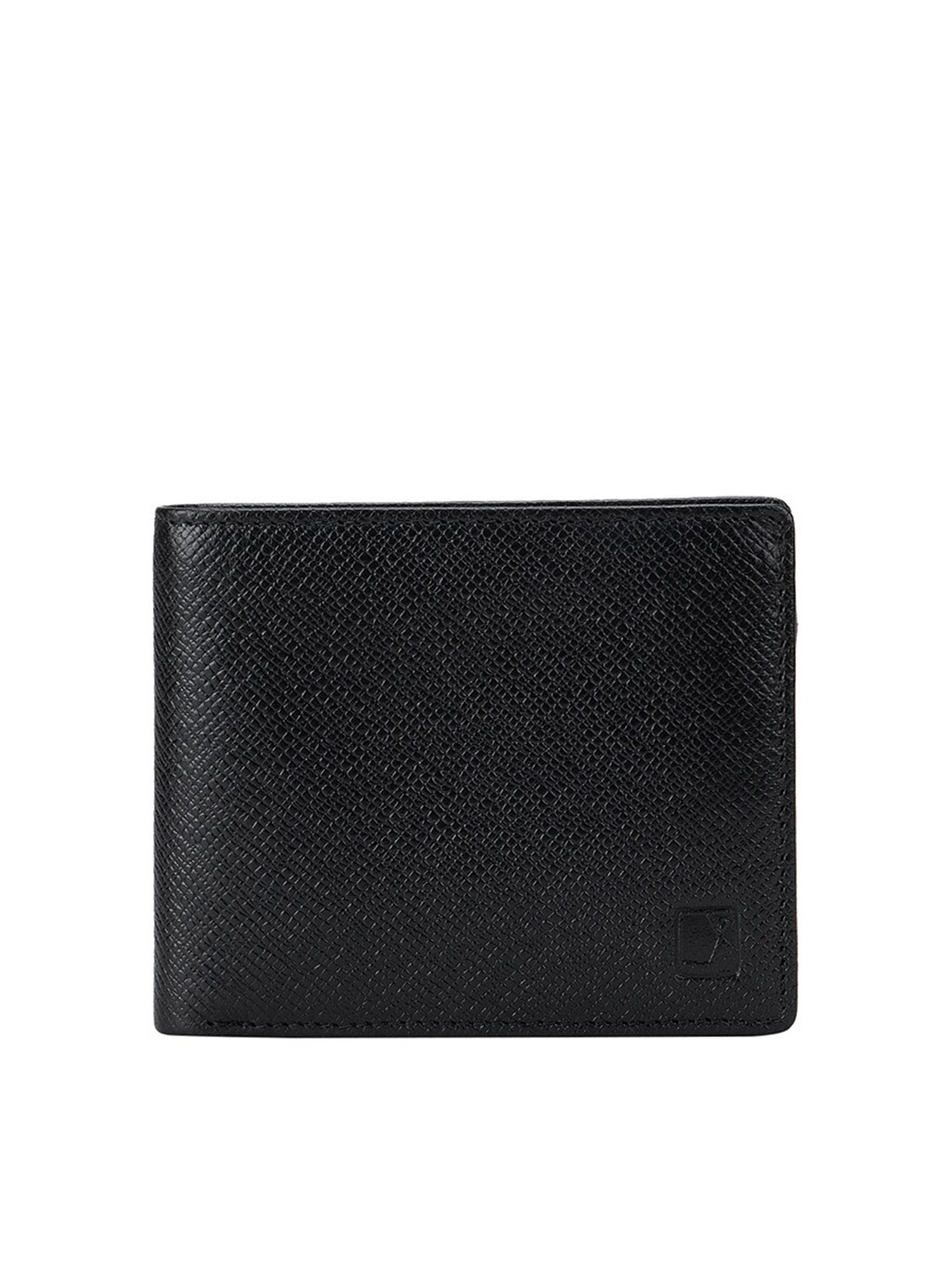 

Da Milano Men Black Textured Leather Two Fold Wallet