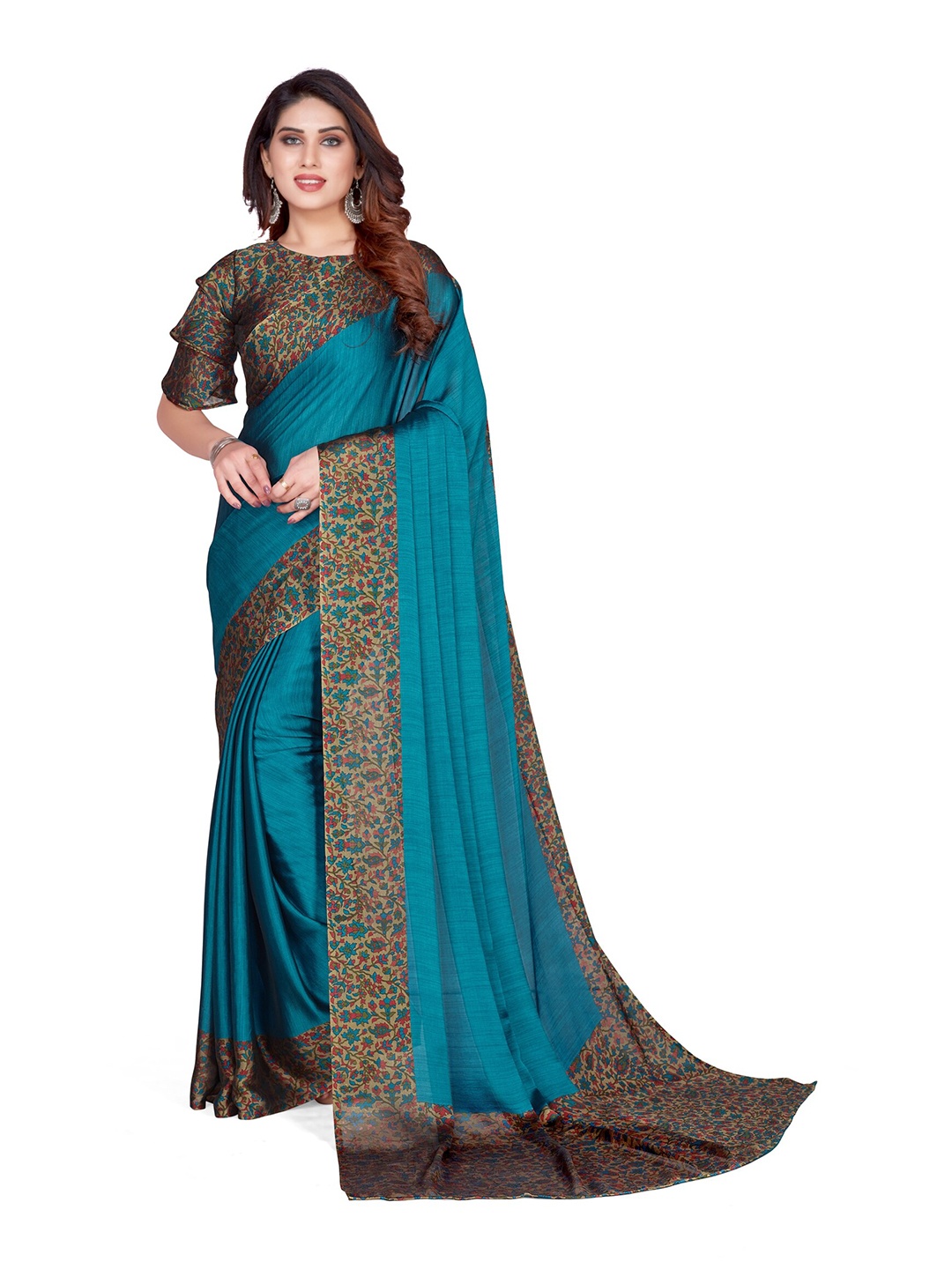 

KALINI Turquoise Blue & Green Designer Saree