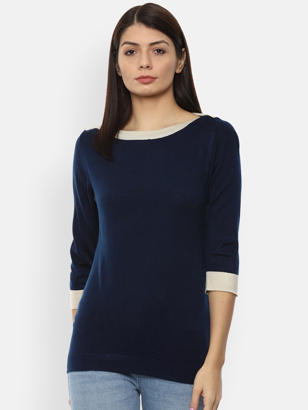 

Van Heusen Woman Navy Blue Solid Acrylic Pullover