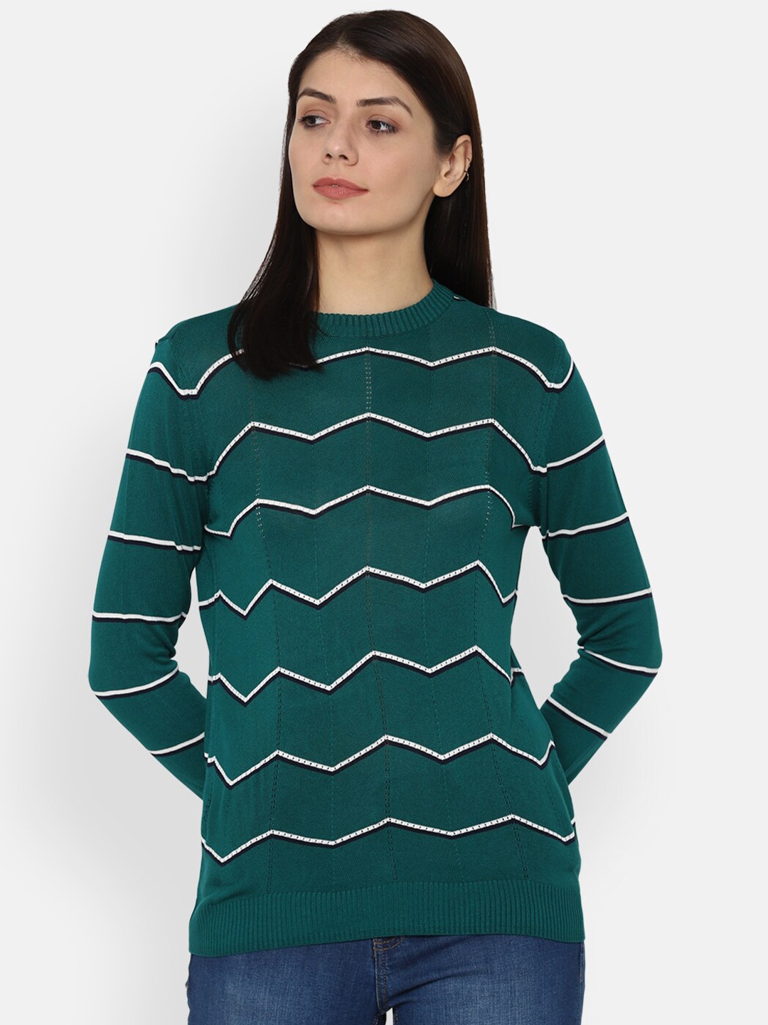 

Van Heusen Woman Women Blue & White Striped Pullover