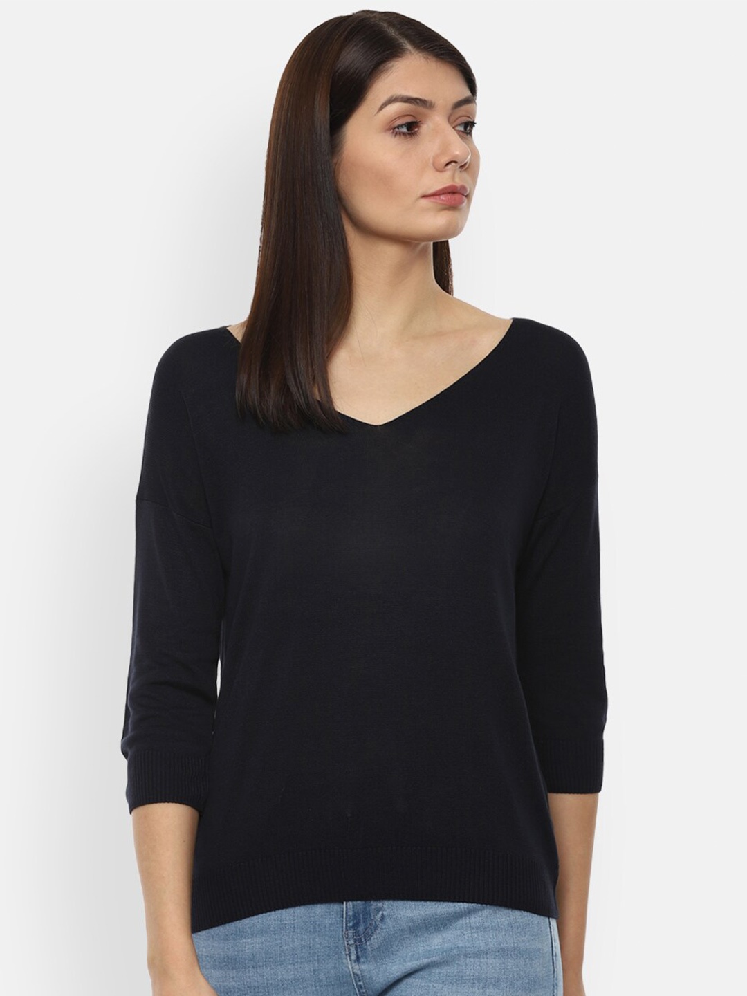 

Van Heusen Woman Black Solid Pullover