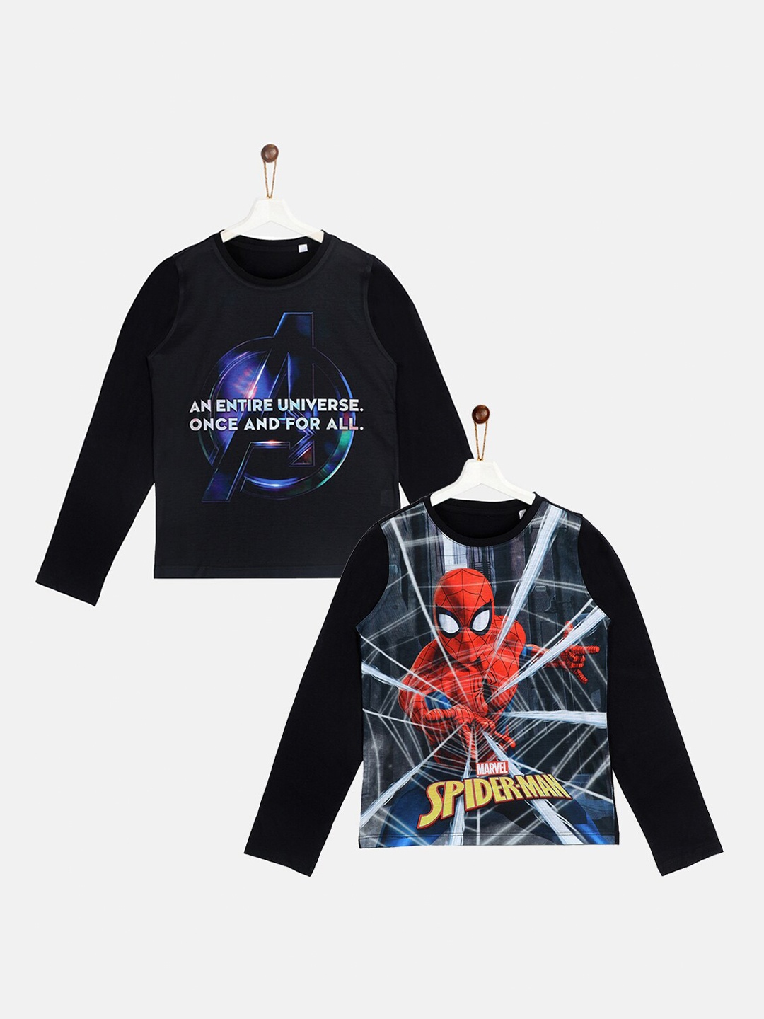 

YK Marvel Boys Pack Of 2 Black Spider-Man Printed T-shirt