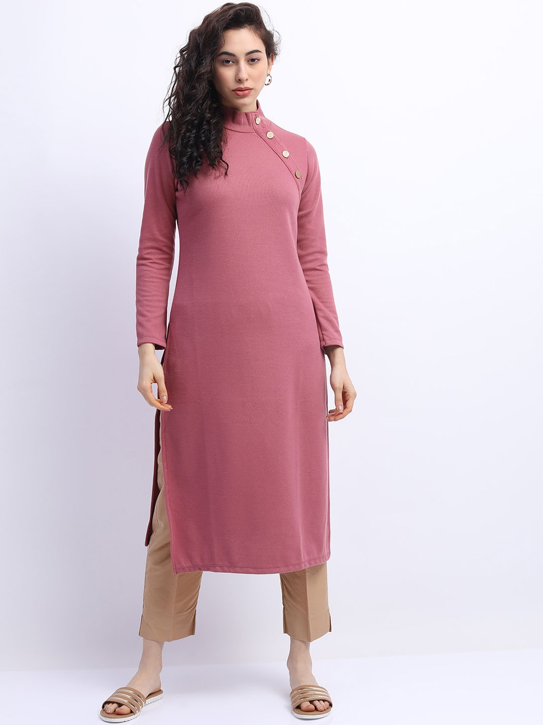 

Vishudh Women Pink Solid Kurta