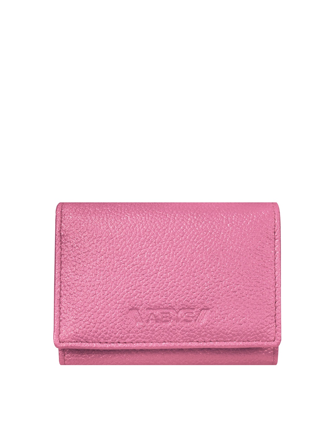 

ABYS Unisex Pink Textured Leather Card Holder Wallet