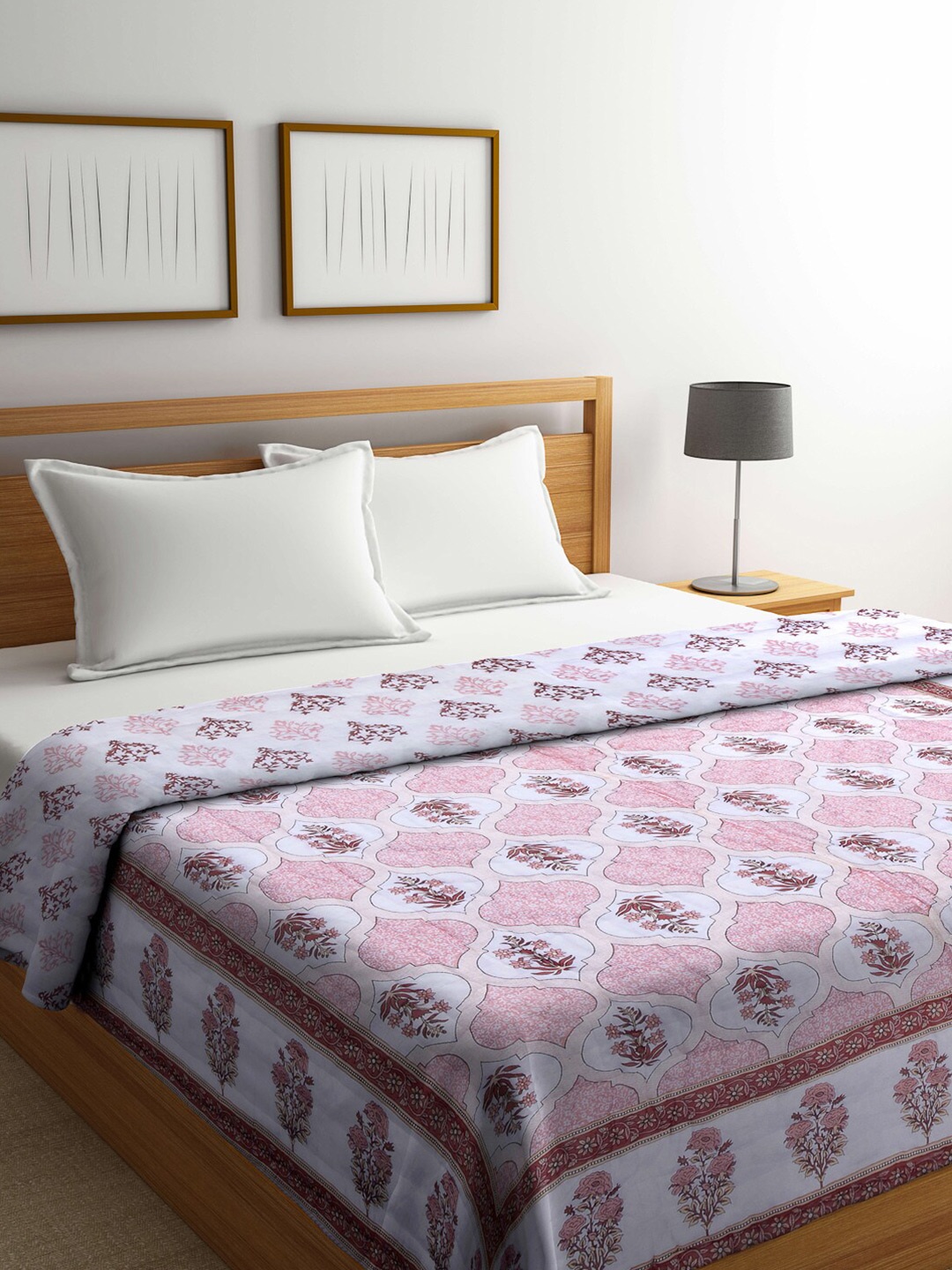 

KLOTTHE Red & White Floral Printed Pure Cotton Mild Winter 553 GSM Double Bed Quilt