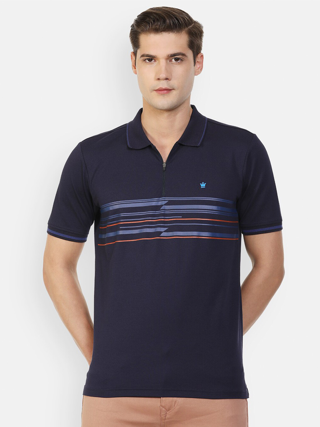 

Louis Philippe Men Navy Blue Polo Collar T-shirt