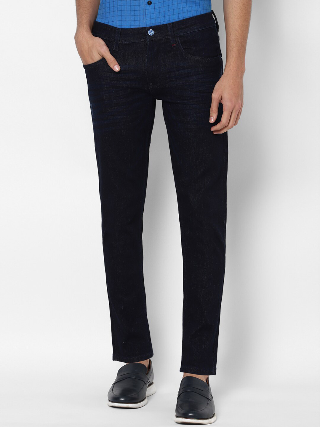 

Allen Solly Men Navy Blue Slim Fit Mildly Distressed Jeans