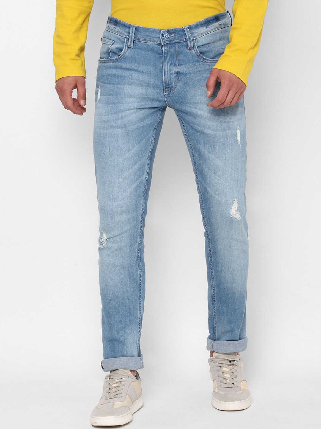 

Allen Solly Men Blue Slim Fit Mildly Distressed Heavy Fade Stretchable Jeans