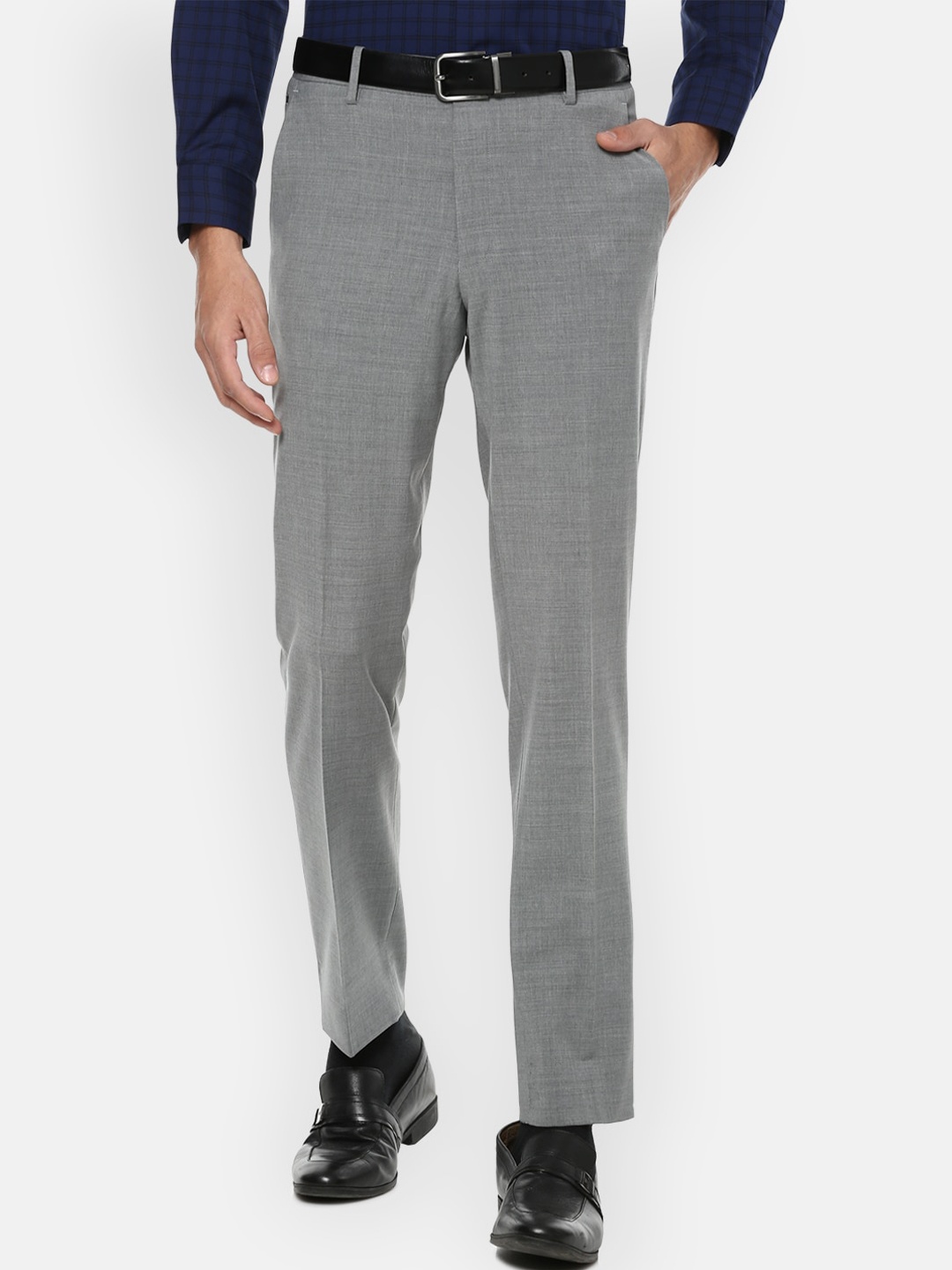 

Louis Philippe Permapress Men Grey Slim Fit Trousers