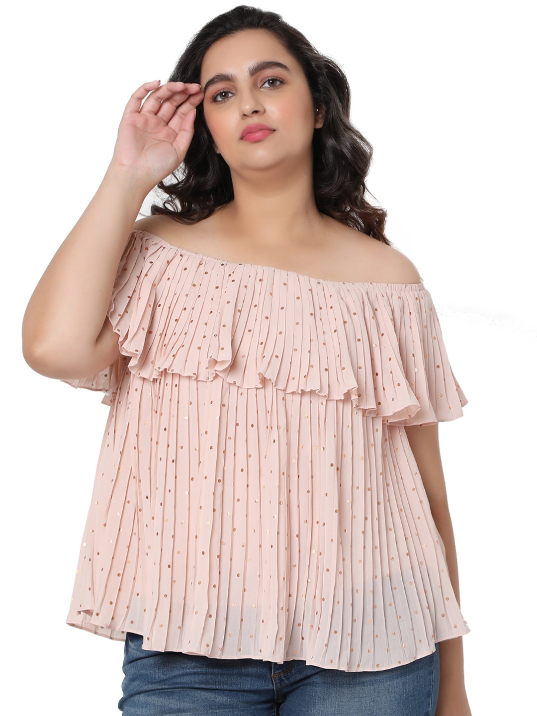 

VERO MODA CURVE Pink Floral Print Off-Shoulder Bardot Top