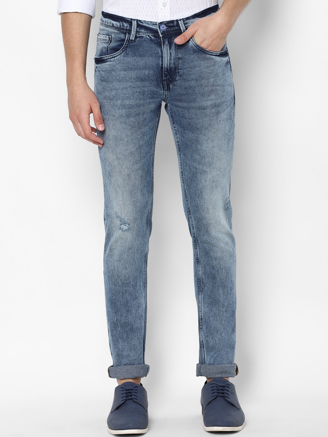 

Allen Solly Men Blue Skinny Fit Mildly Distressed Heavy Fade Jeans