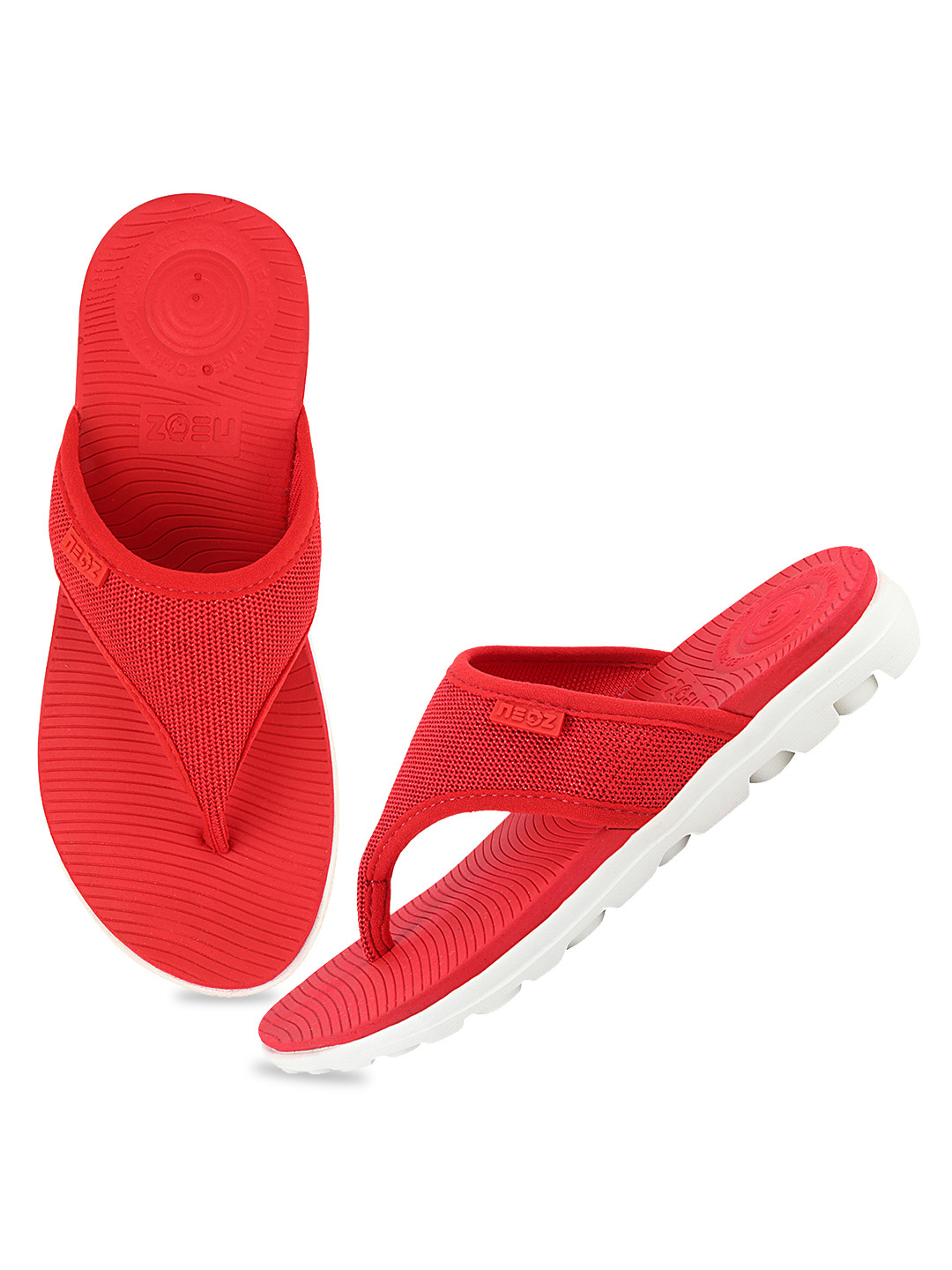 

NEOZ Women Red & White Rubber Thong Flip-Flops