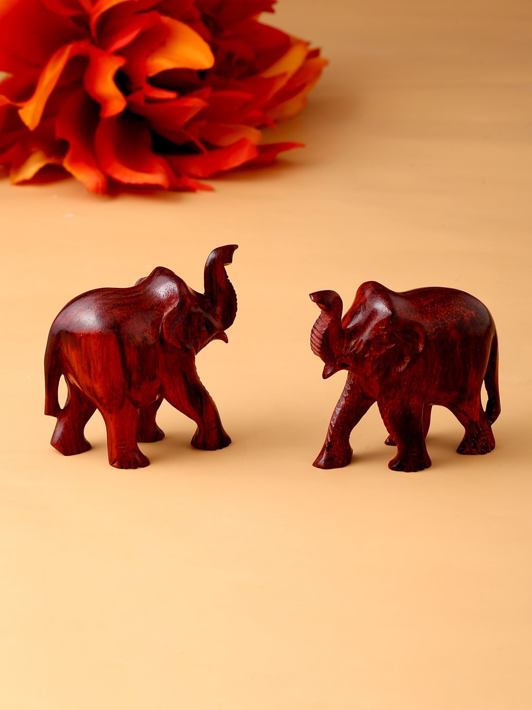 

RDK Set Of 2 Red Elephant Upper Trunk Showpiece