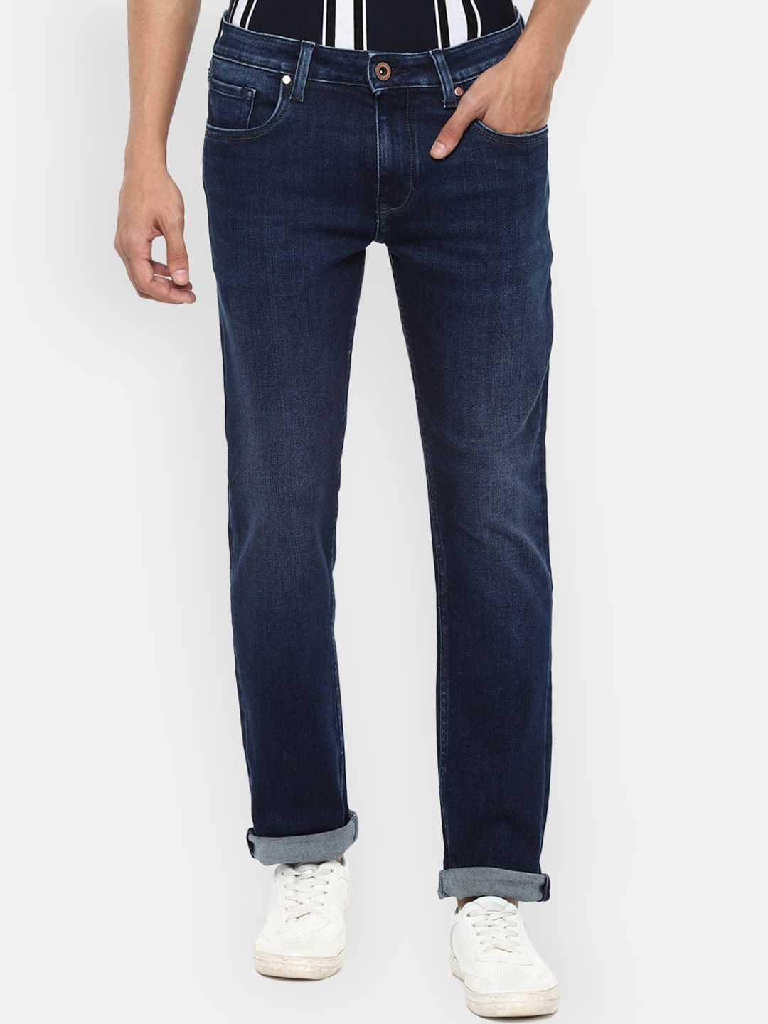 

Louis Philippe Jeans Men Navy Blue Slim Fit Light Fade Stretchable Jeans