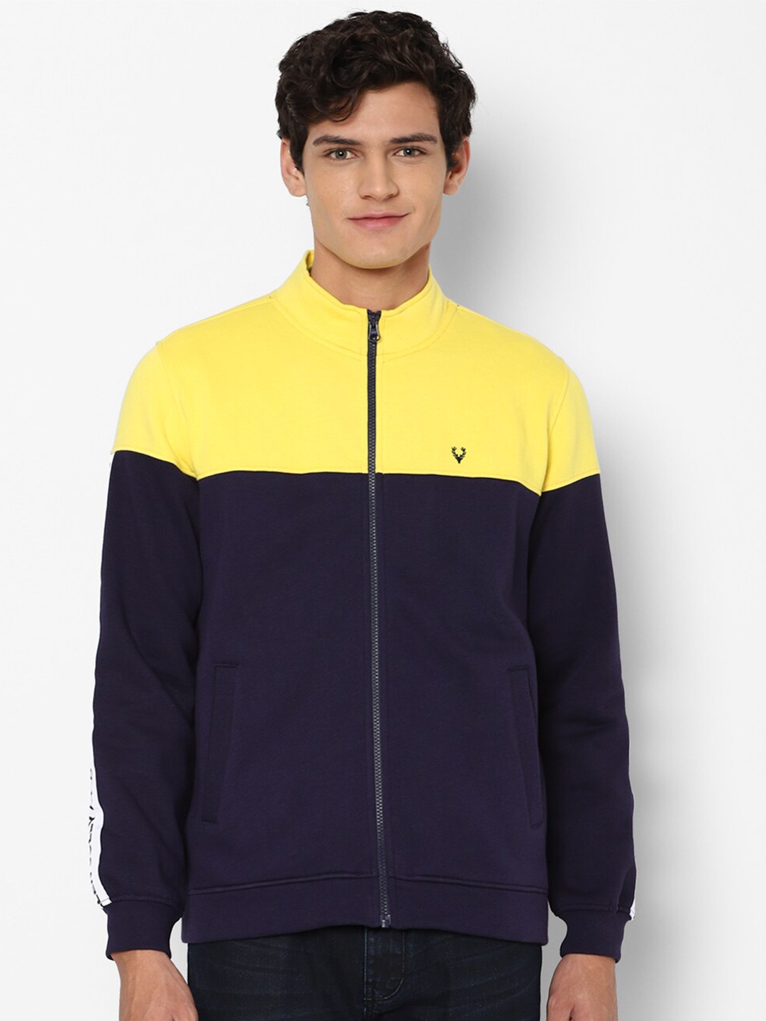 

Allen Solly Men Navy Blue Colourblocked Sweatshirt