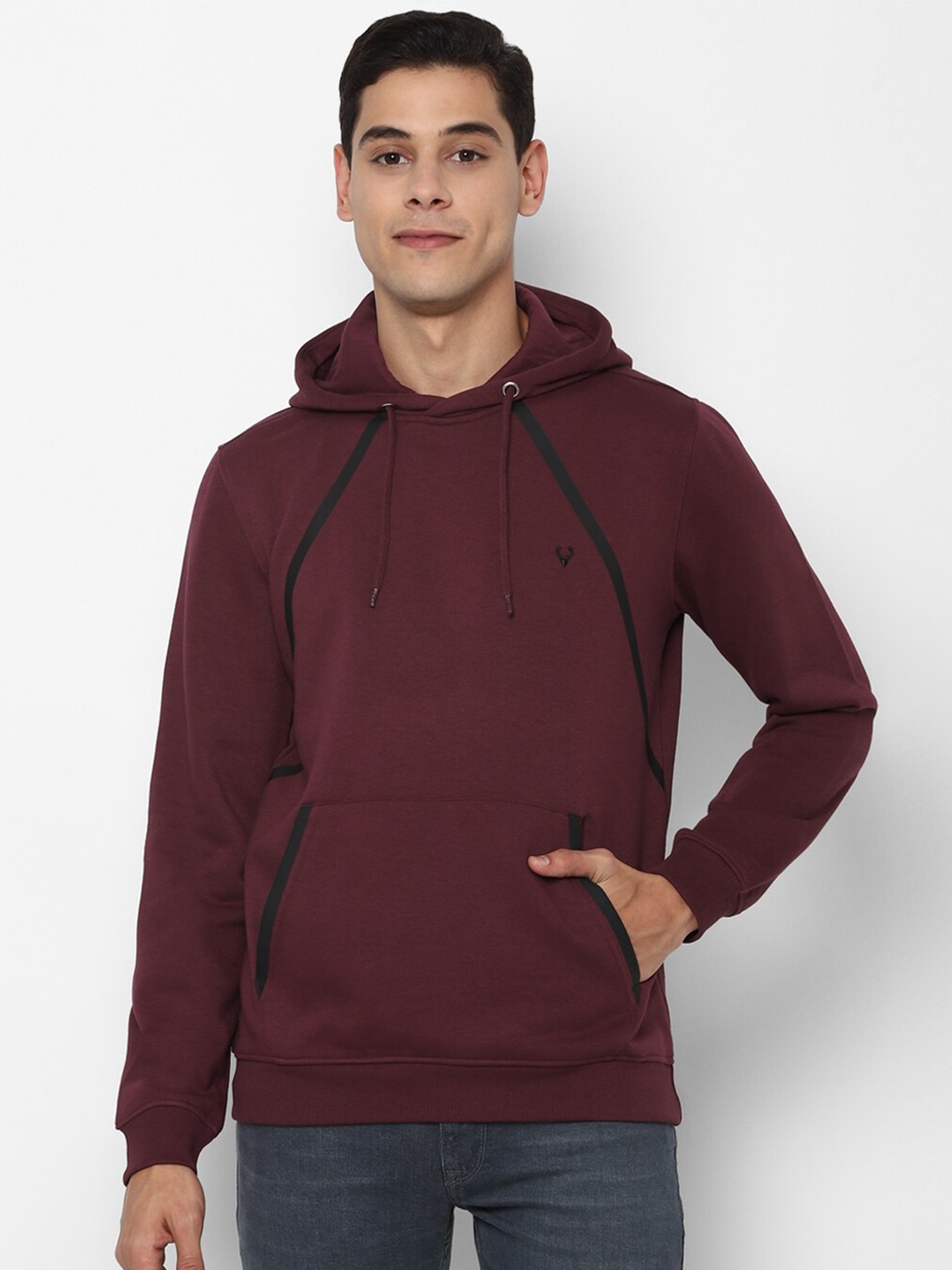 

Allen Solly Men Maroon Hooded Sweatshirt