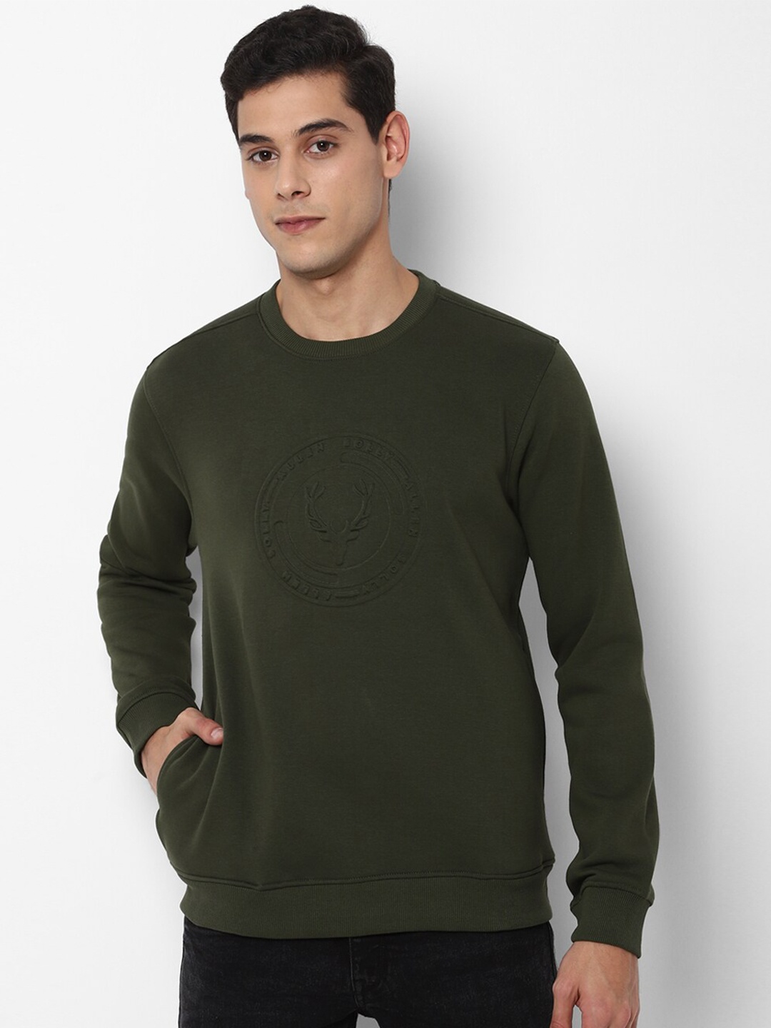 

Allen Solly Men Olive Green Sweatshirt