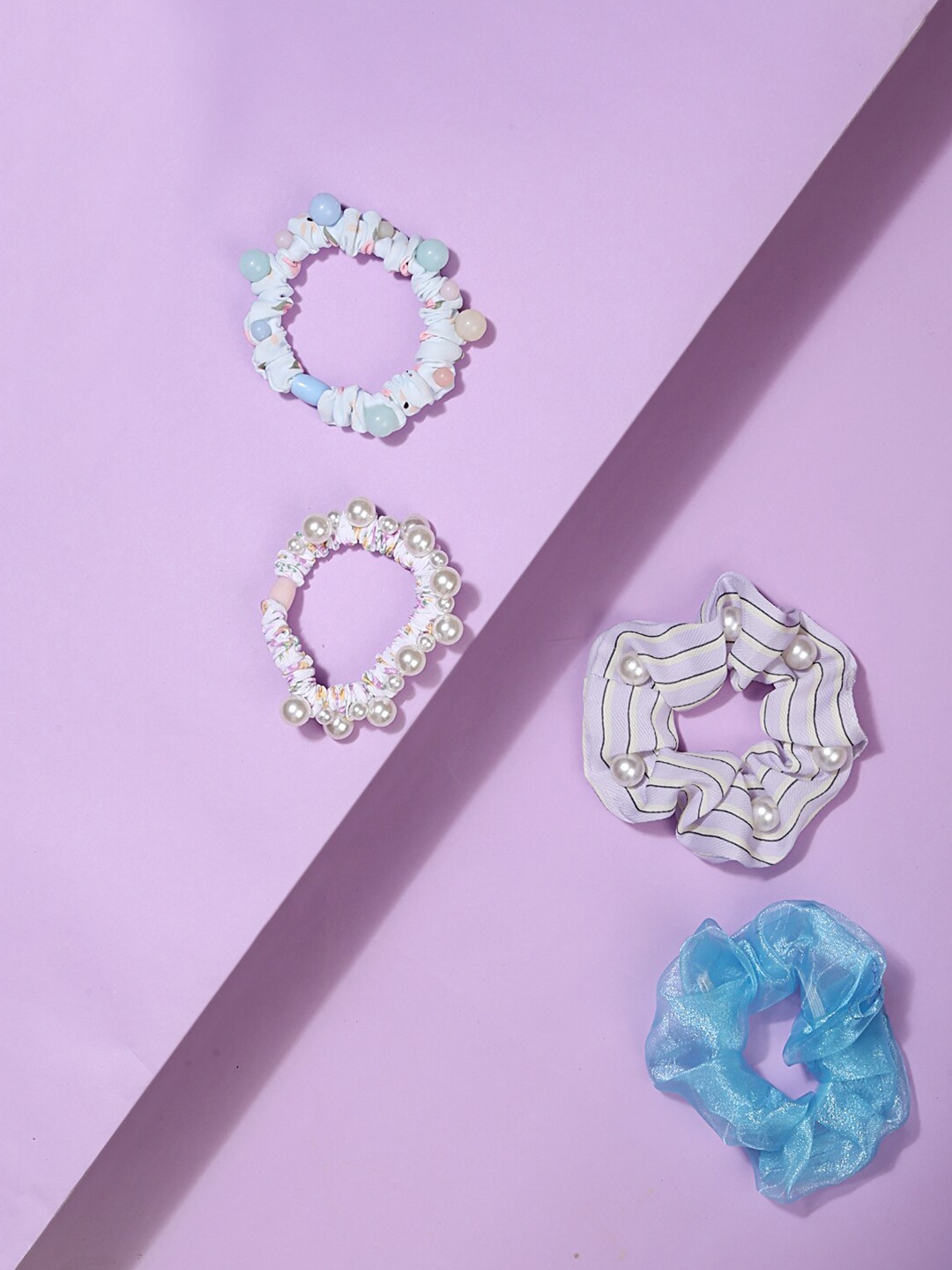 

Lilly & sparkle Women Assorted Set of 4 Embellished Scrunchies