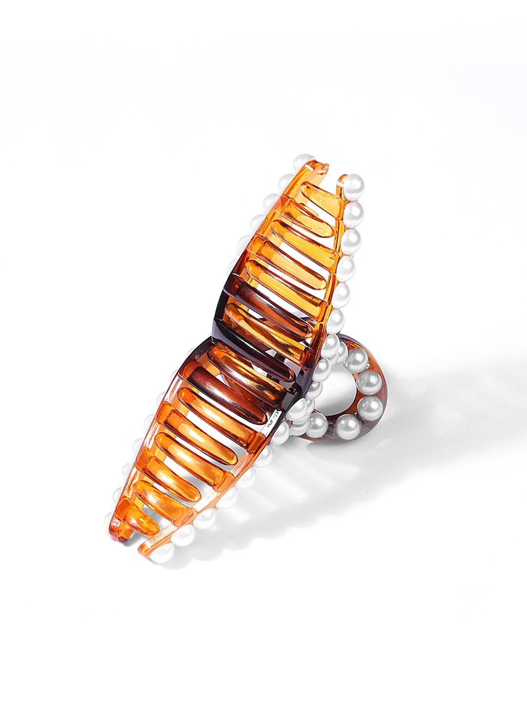 

Lilly & sparkle Women Brown & White Pearl Embelished Claw Clip