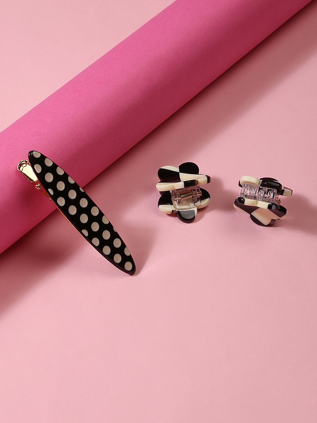 

Lilly & sparkle Women Black & Beige Set of 3 Claw Clip