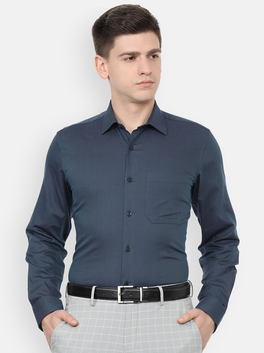 

Louis Philippe Men Blue Slim Fit Cotton Formal Shirt