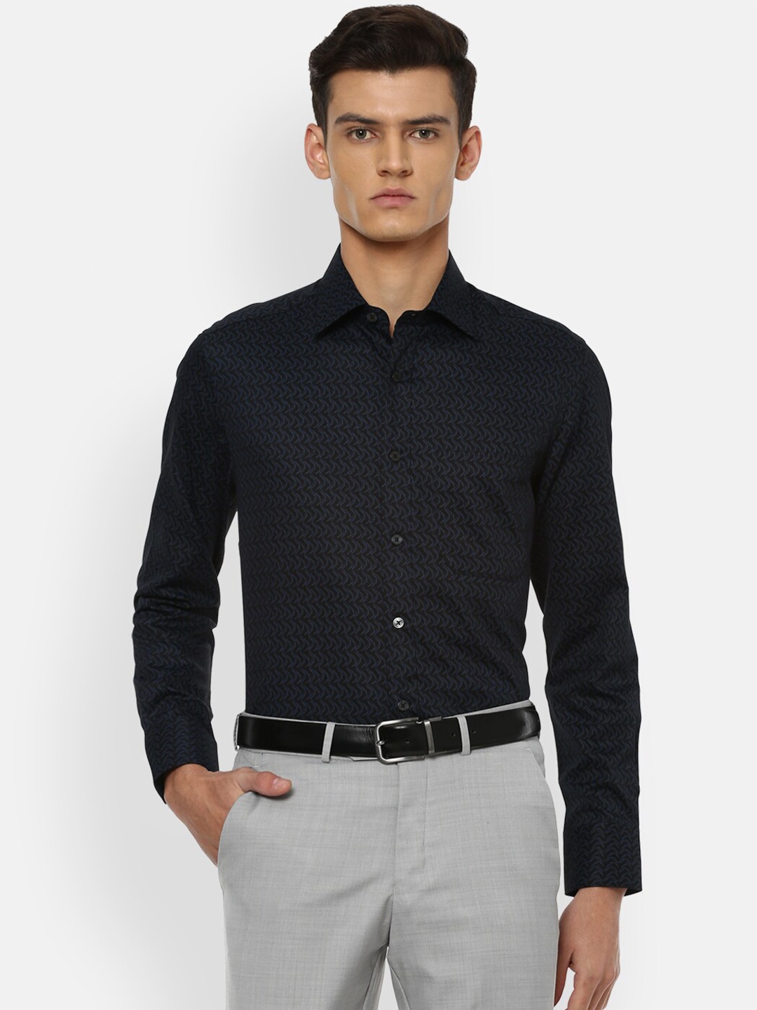 

Louis Philippe Men Black Printed Formal Shirt