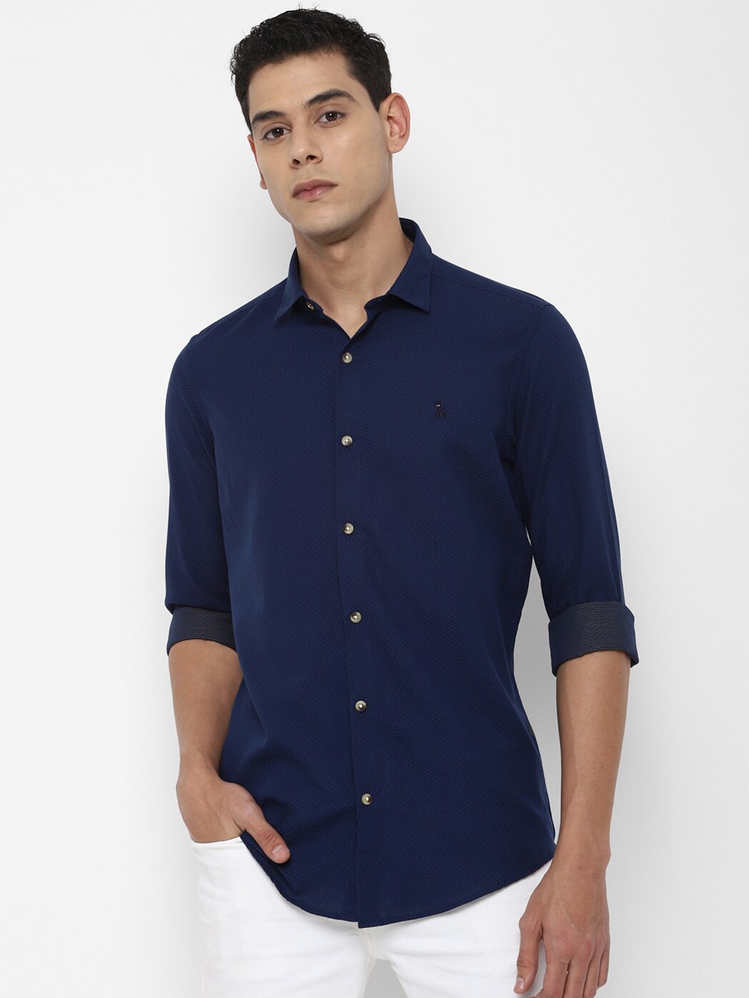 

SIMON CARTER LONDON Men Navy Blue Slim Fit Casual Shirt