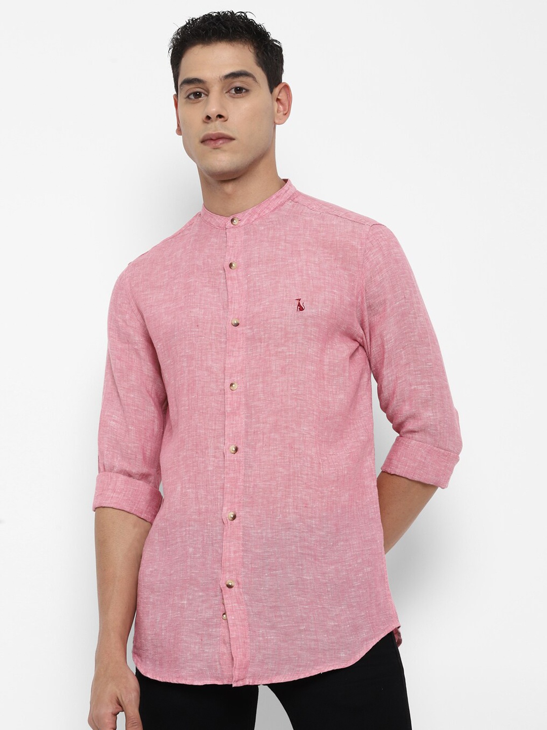 

SIMON CARTER LONDON Men Pink Slim Fit Linen Casual Shirt