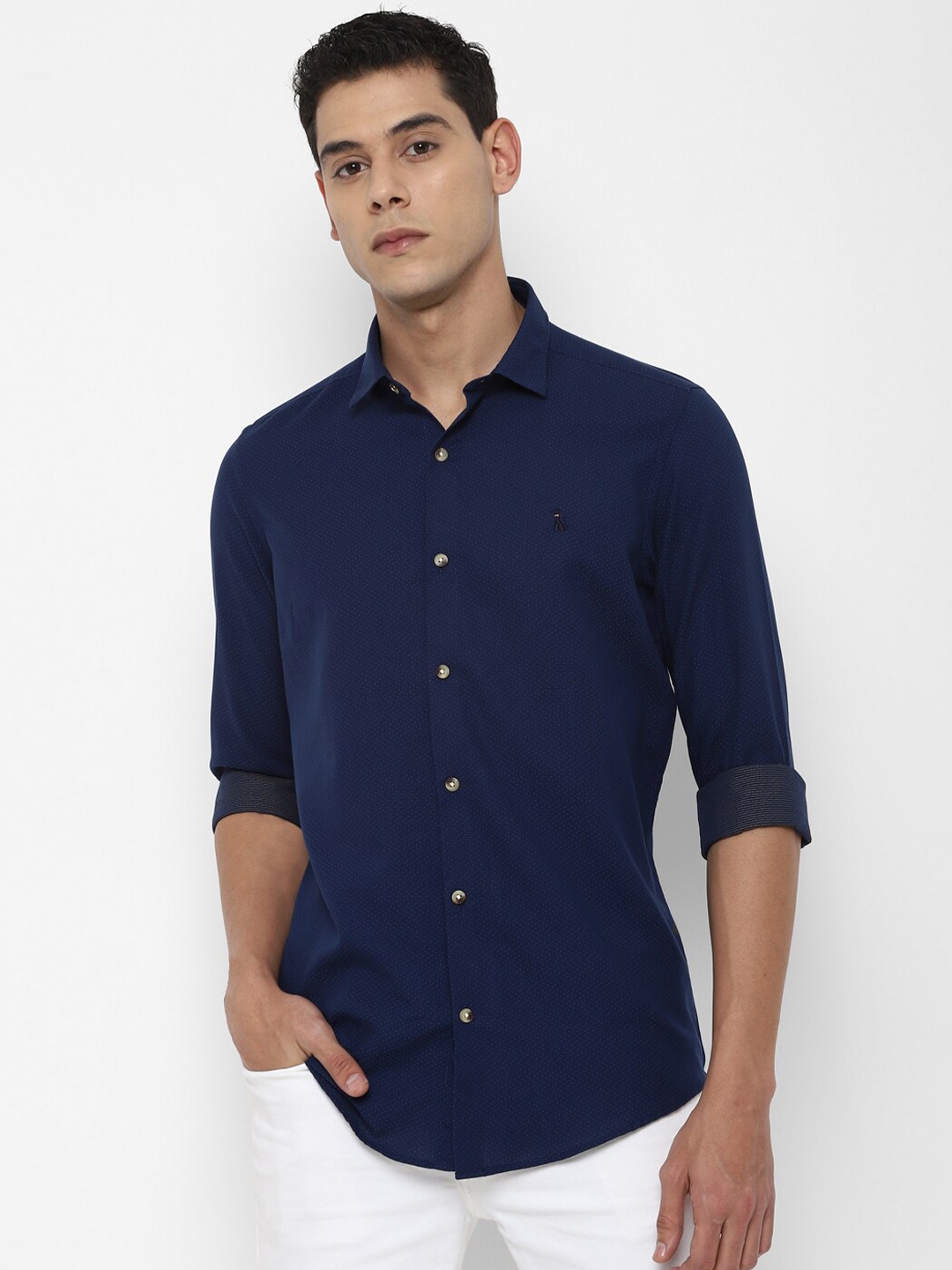 

SIMON CARTER LONDON Men Navy Blue Slim Fit Cotton Casual Shirt