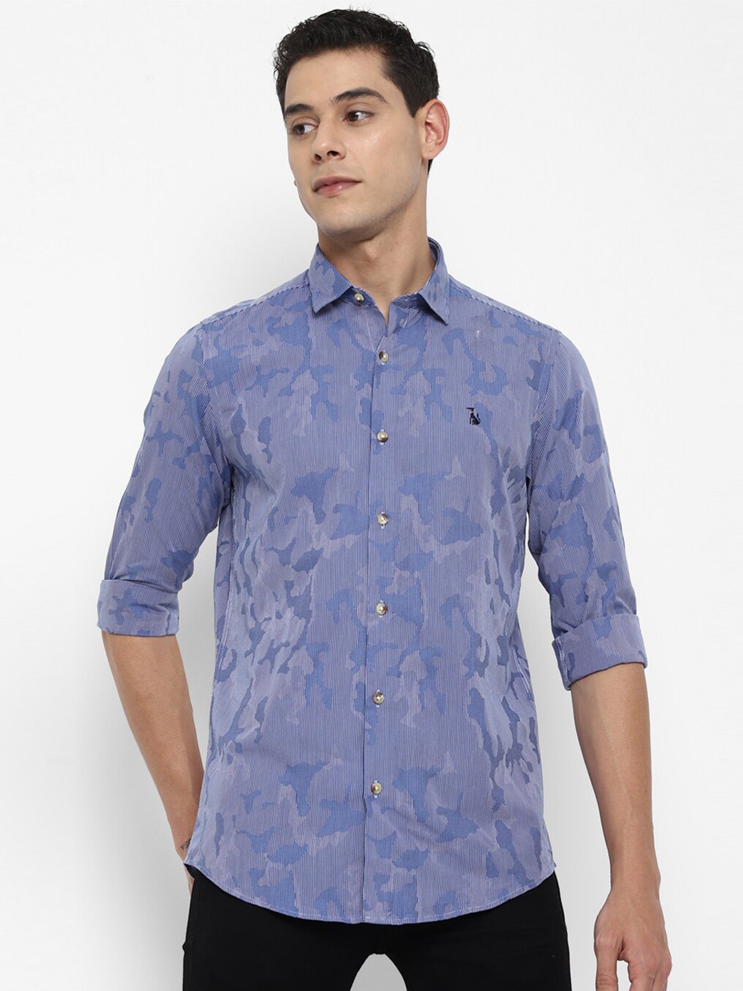 

SIMON CARTER LONDON Men Blue Slim Fit Printed Casual Shirt